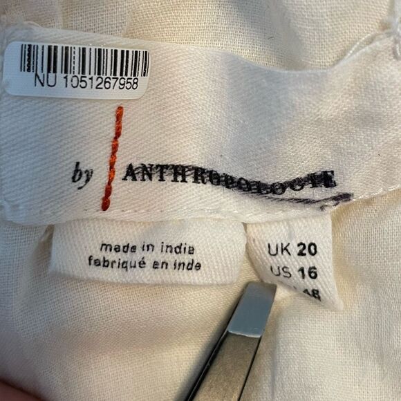 Anthropologie Cotton Maxi Skirt Cream Knit Front Slit Side Zipper 16 - Picture 3 of 8